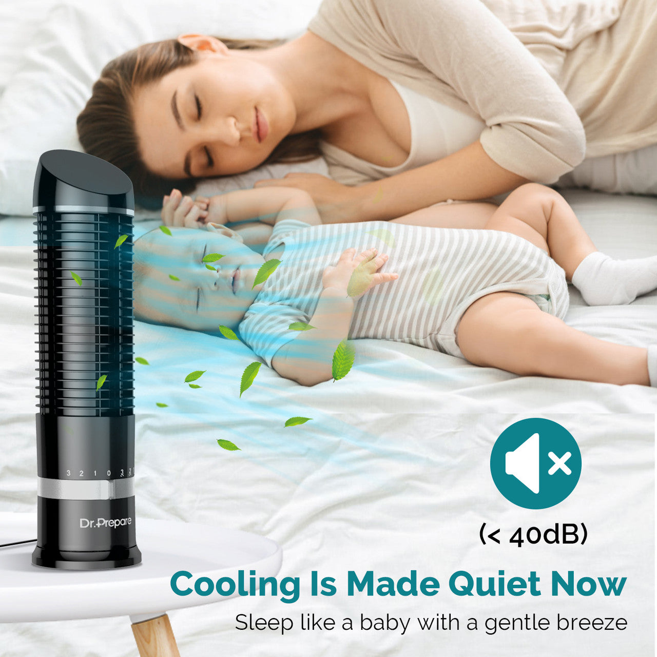 Renogy | DR.PREPARE 16in Oscillating Tower Fan | DDF-0BKDF3-US