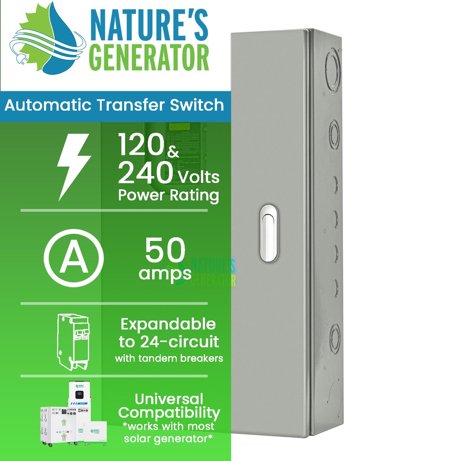Nature's Generator 50A Automatic Generator Transfer Switch