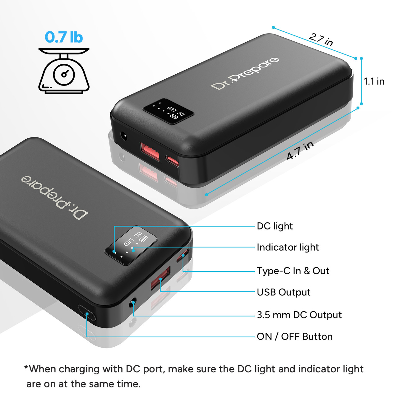 Renogy | Dr. Prepare 16000mAh Portable Battery Fast-Charging Power Bank for Heated Vest | DCEPB7-G1-US