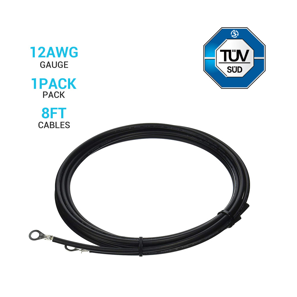 Renogy | Battery to Charge Controller Tray Cables for 3/8 in Lugs | RNG-TRAYCB-8FT-8-US