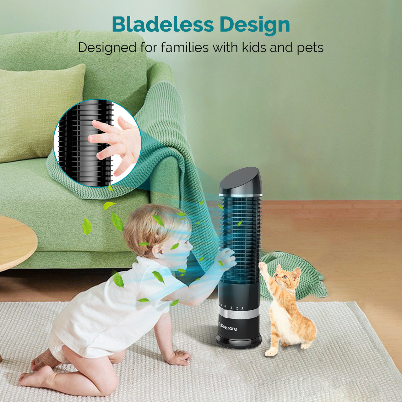 Renogy | DR.PREPARE 16in Oscillating Tower Fan | DDF-0BKDF3-US