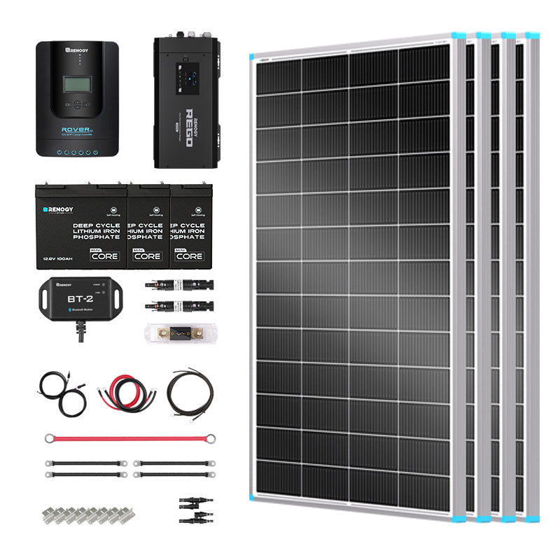Renogy | Essential Off-Grid Solar Kit 800W 12V | Optional 1.2kWh LiFePO4 Battery | RKIT800BC-R60D4