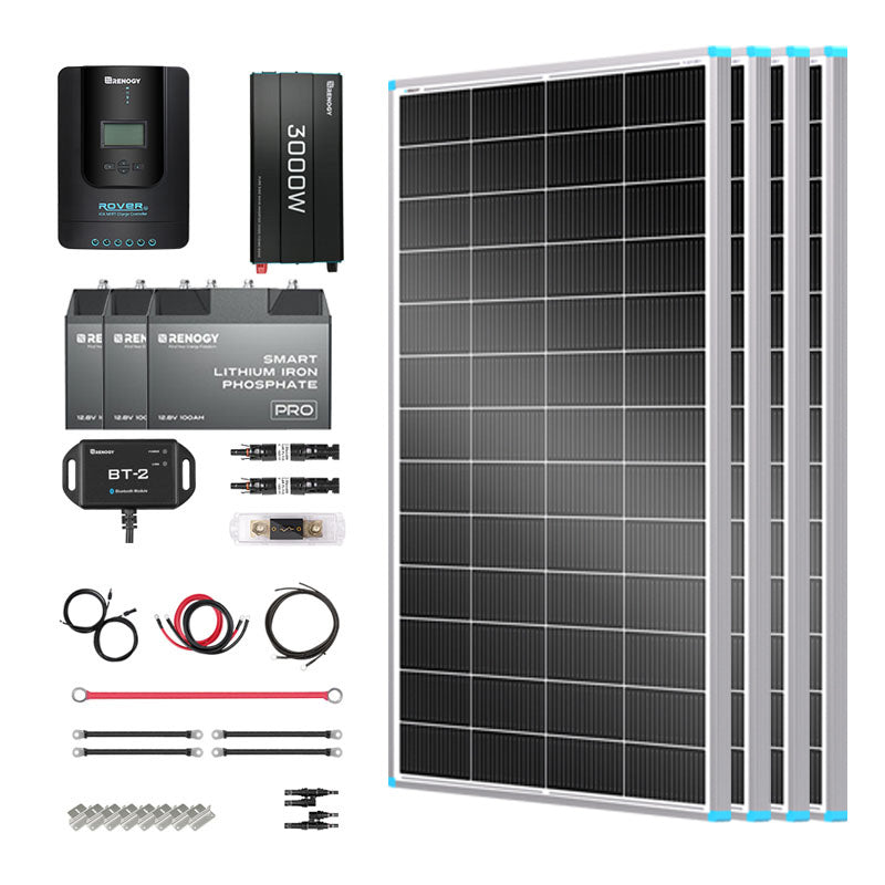 Renogy | Essential Off-Grid Solar Kit 800W 12V | Optional 1.2kWh LiFePO4 Battery | RKIT800BC-R60D4