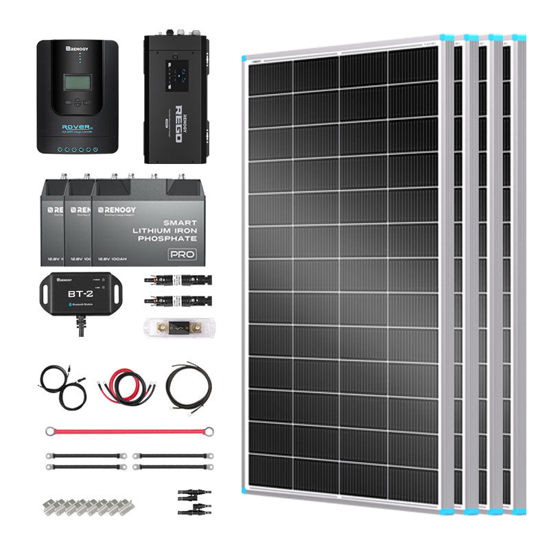 Renogy | Essential Off-Grid Solar Kit 800W 12V | Optional 1.2kWh LiFePO4 Battery | RKIT800BC-R60D4