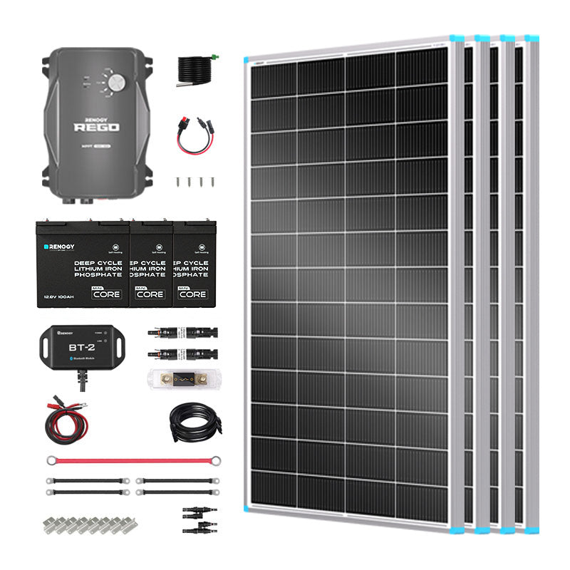 Renogy | Essential Off-Grid Solar Kit 800W 12V | Optional 1.2kWh LiFePO4 Battery | RKIT800BC-R60D4