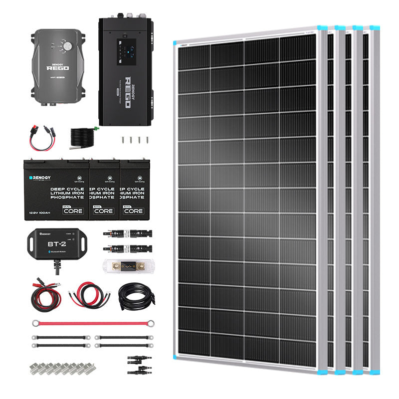 Renogy | Essential Off-Grid Solar Kit 800W 12V | Optional 1.2kWh LiFePO4 Battery | RKIT800BC-R60D4