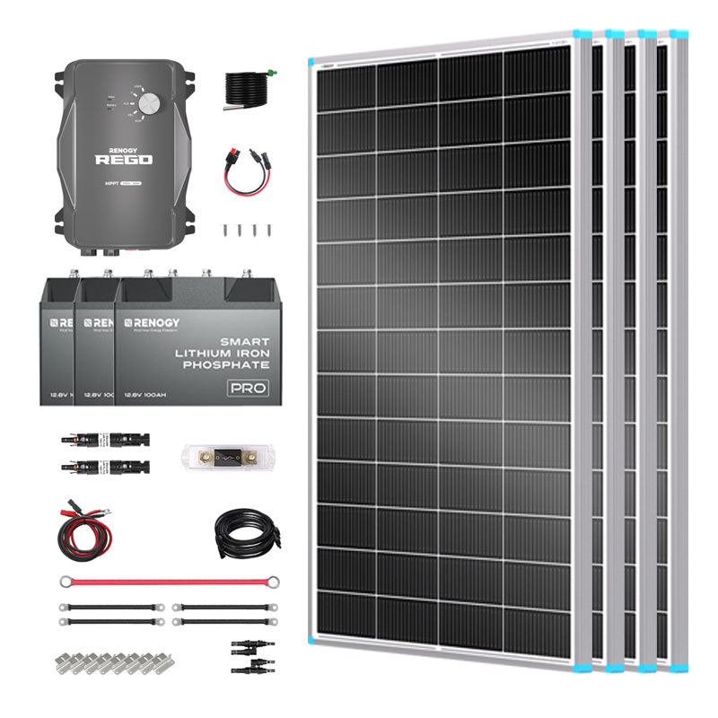 Renogy | Essential Off-Grid Solar Kit 800W 12V | Optional 1.2kWh LiFePO4 Battery | RKIT800BC-R60D4