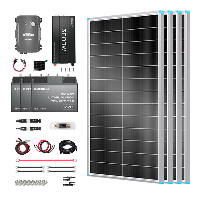 Renogy | Essential Off-Grid Solar Kit 800W 12V | Optional 1.2kWh LiFePO4 Battery | RKIT800BC-R60D4