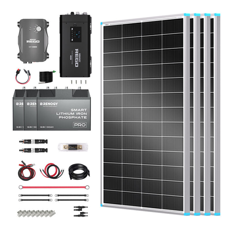 Renogy | Essential Off-Grid Solar Kit 800W 12V | Optional 1.2kWh LiFePO4 Battery | RKIT800BC-R60D4
