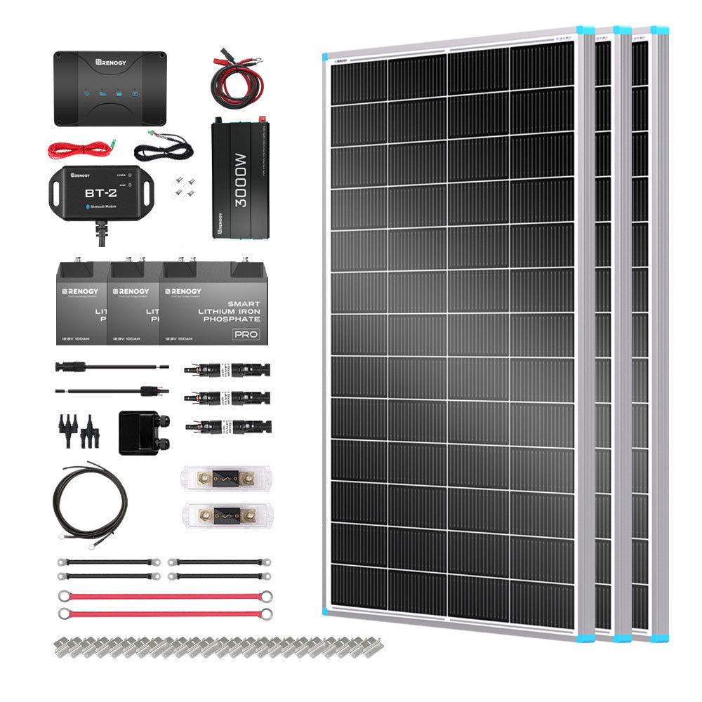 Renogy | Customizable RV Solar Kit 600W 12V | Optional 1.2kWh LiFePO4 Battery | RKIT600RT-D50D3