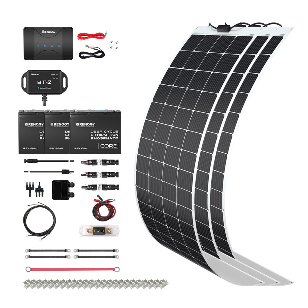 Renogy | Customizable RV Solar Kit 600W 12V | Optional 1.2kWh LiFePO4 Battery | RKIT600RT-D50D3