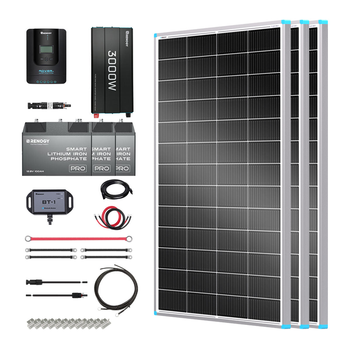 Renogy | Essential Off-Grid Solar Kit 600W 12V | Optional 1.2kWh LiFePO4 Battery | RKIT600PB-R60D3