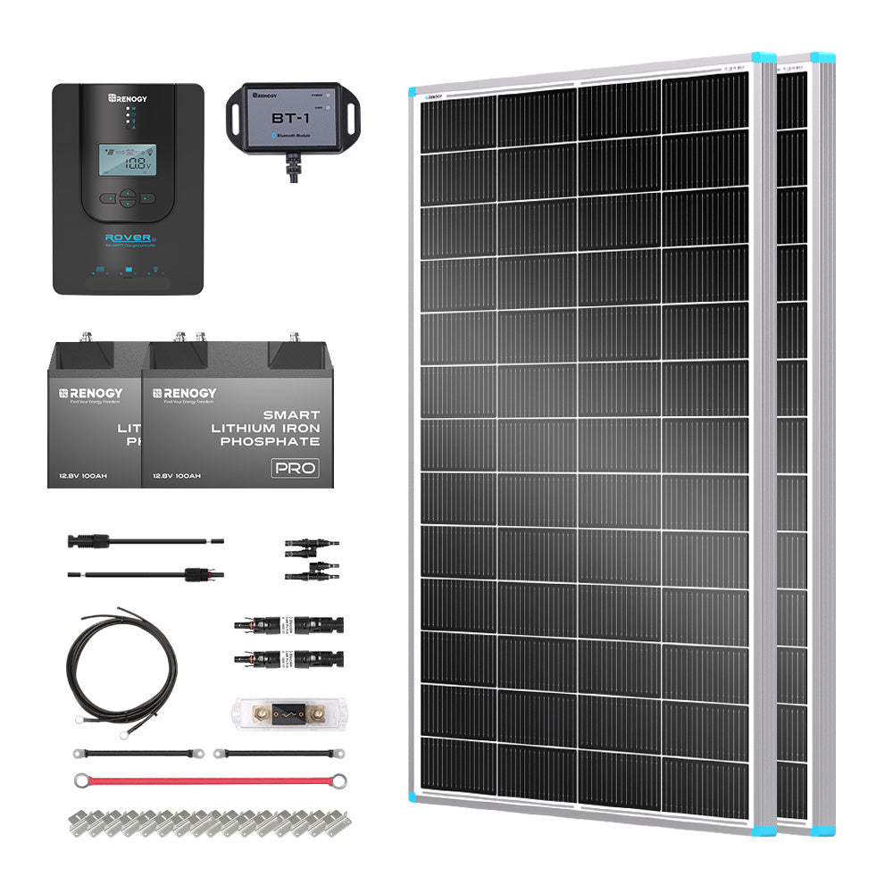 Renogy | Essential Off-Grid Solar Kit 400W 12V | Optional 1.2kWh LiFePO4 Battery | RNG-KIT-PREMIUM400D-RVR40