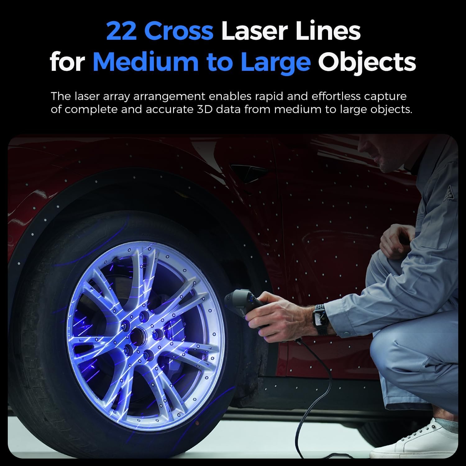 Creality 3D Scanner Raptor Pro for Automotive & Engineering Projects with Metrology-Grade 0.02mm Accuracy