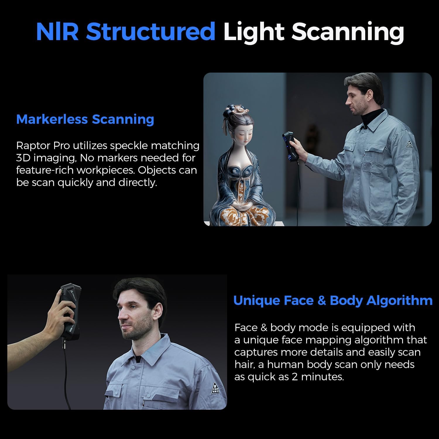 Creality 3D Scanner Raptor Pro for Automotive & Engineering Projects with Metrology-Grade 0.02mm Accuracy