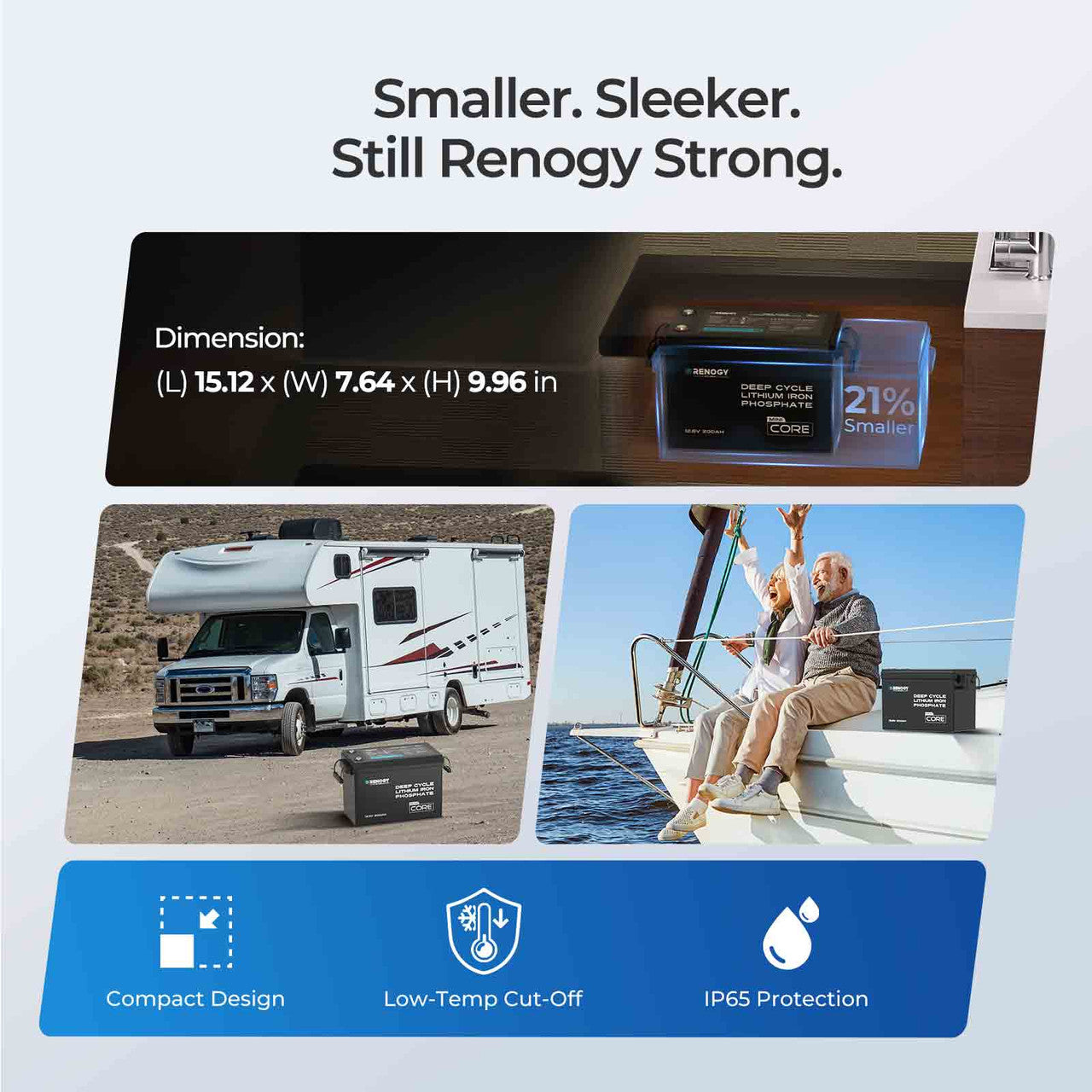 Renogy | Core - 12V 200Ah LiFePO4 Battery w/ Low-Temperature Protection | RBT12200LFP-M-US