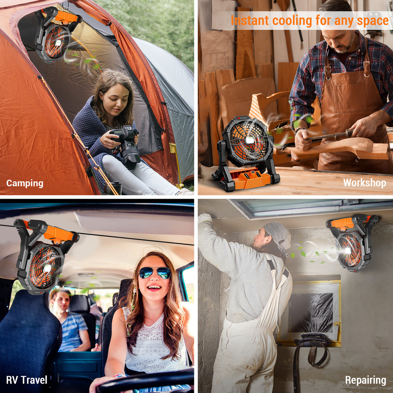 Renogy | Dr.Prepare X25 Portable Camping Fan with LED Light | DCF-1BK25-US