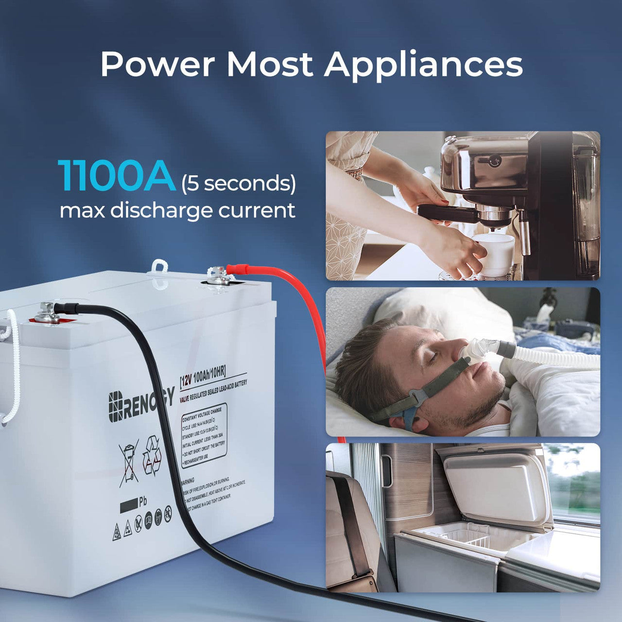 Renogy | Deep Cycle AGM Battery 12 Volt 100Ah | RNG-BATT-AGM12-100-S-US