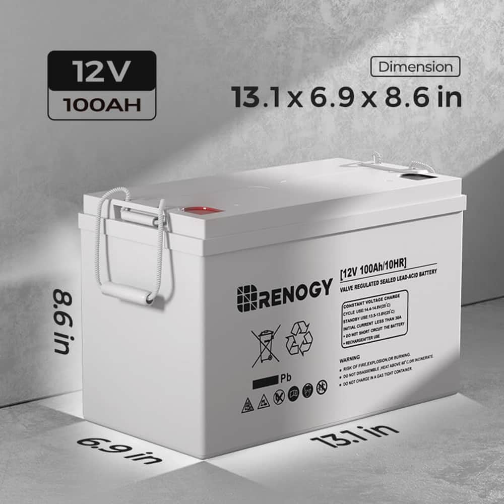 Renogy | Deep Cycle AGM Battery 12 Volt 100Ah | RNG-BATT-AGM12-100-S-US