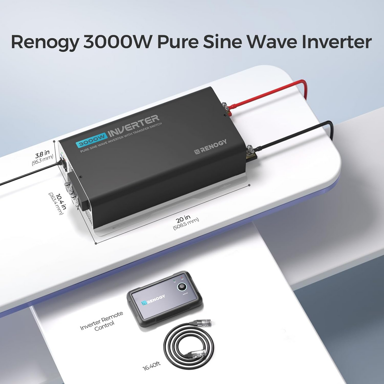Renogy | PUH 12V 3000W/2000W/1000W Pure Sine Wave Inverter with UPS Transfer Switch and Built-in Bluetooth | RIV1230PU-126-US