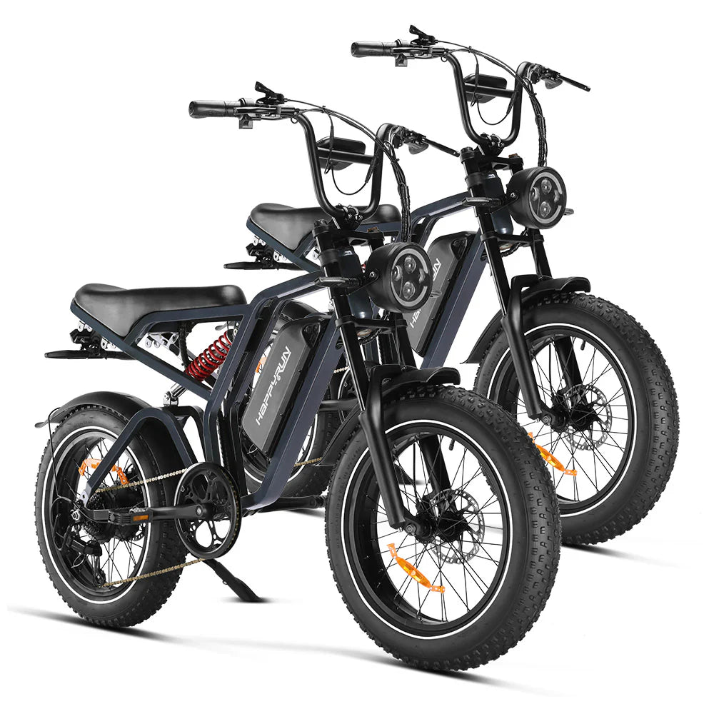HappyRunSports Tank G60 Pro 2000W Moped Style Offroad Electric Bike Fat Tire