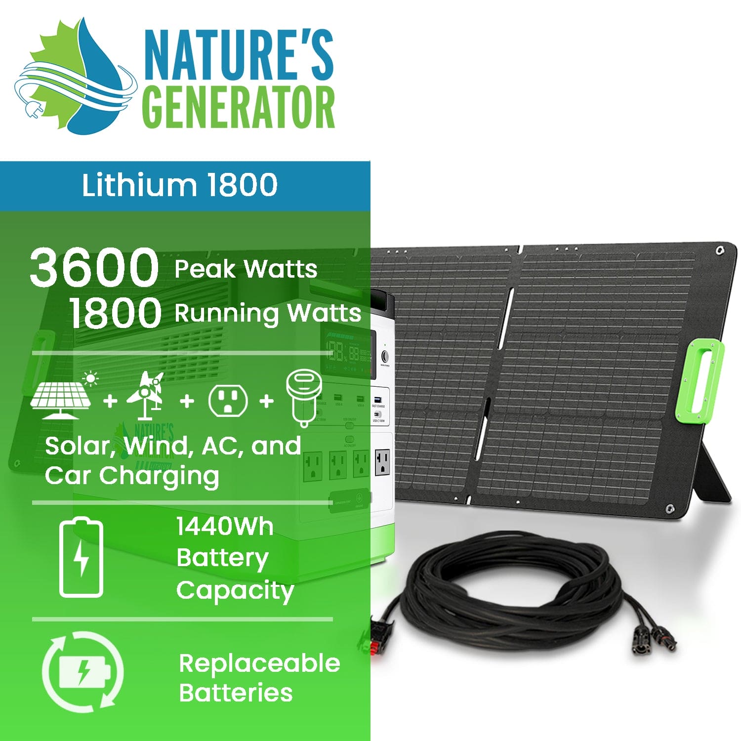 Nature's Generator Lithium 1800 Solar Generator