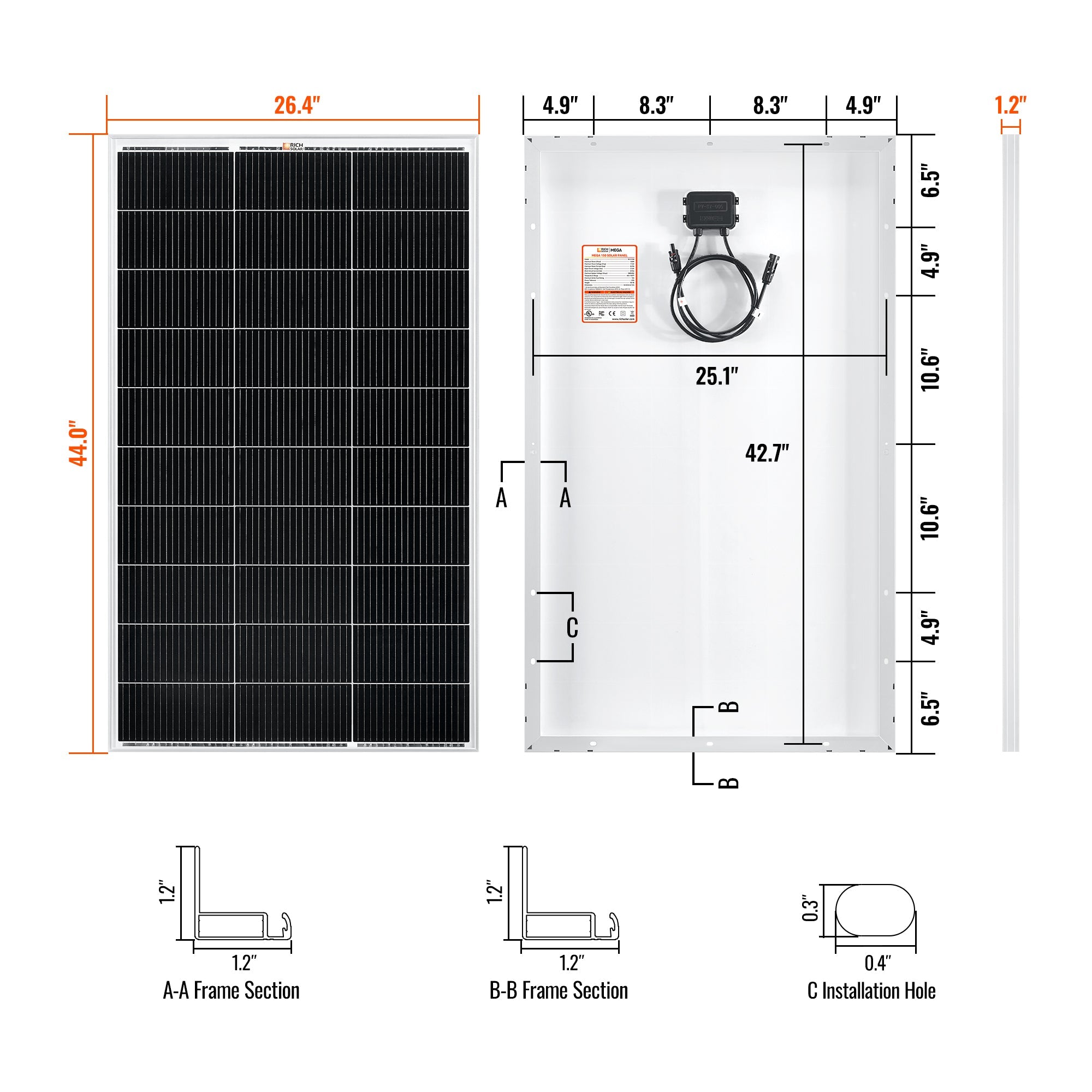 Rich Solar 150 Watt Solar Panel MEGA 150