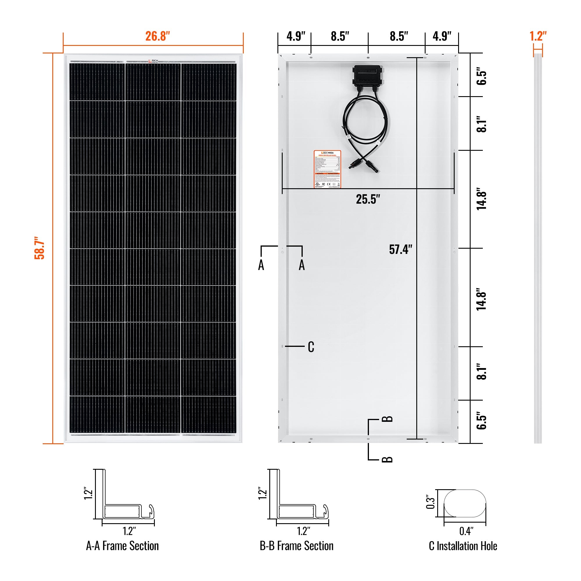 Rich Solar 200 Watt Solar Panel MEGA 200