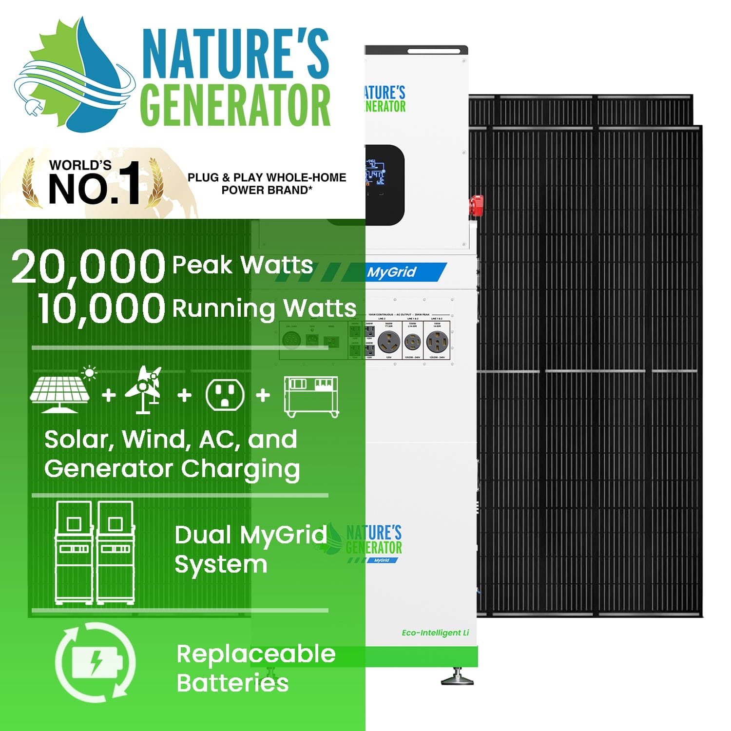 Nature's Generator MyGrid 10K Solar Generator for Home
