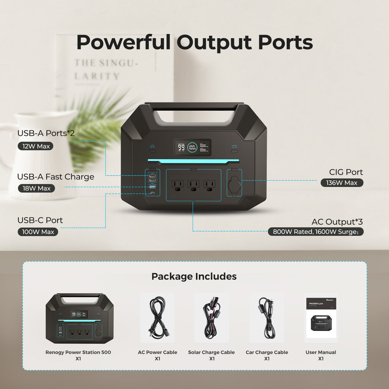 Renogy | 500 Portable Power Station | RPS5080AA-PCS
