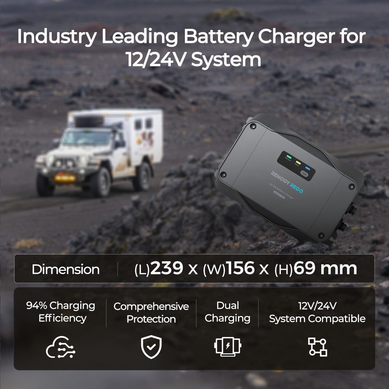 Renogy | REGO 12V/24V 30A DC-DC Battery Charger | RBC2115DS-21W-US