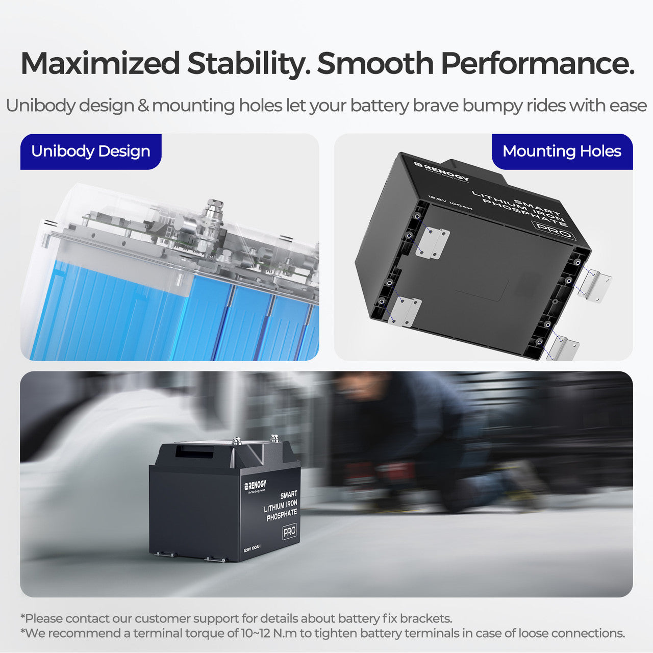 Renogy | Pro - 12V 100Ah Smart Lithium Iron Phosphate Battery w/Bluetooth & Self-heating Function | RBT12100LFP-BT-S-US