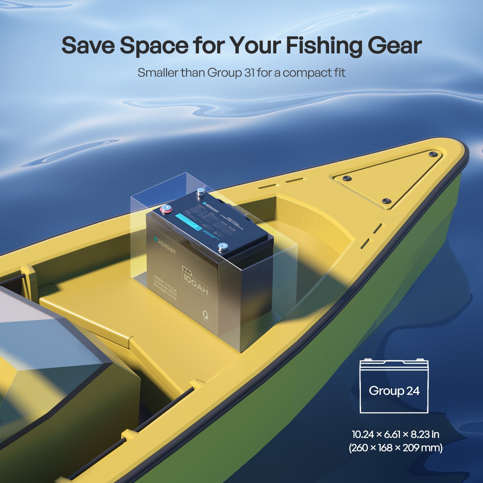 Renogy | Core - 12V 100Ah Trolling Motor Lithium Iron Phosphate Battery with Bluetooth | RBT12100LFP-TM-BT-S-US