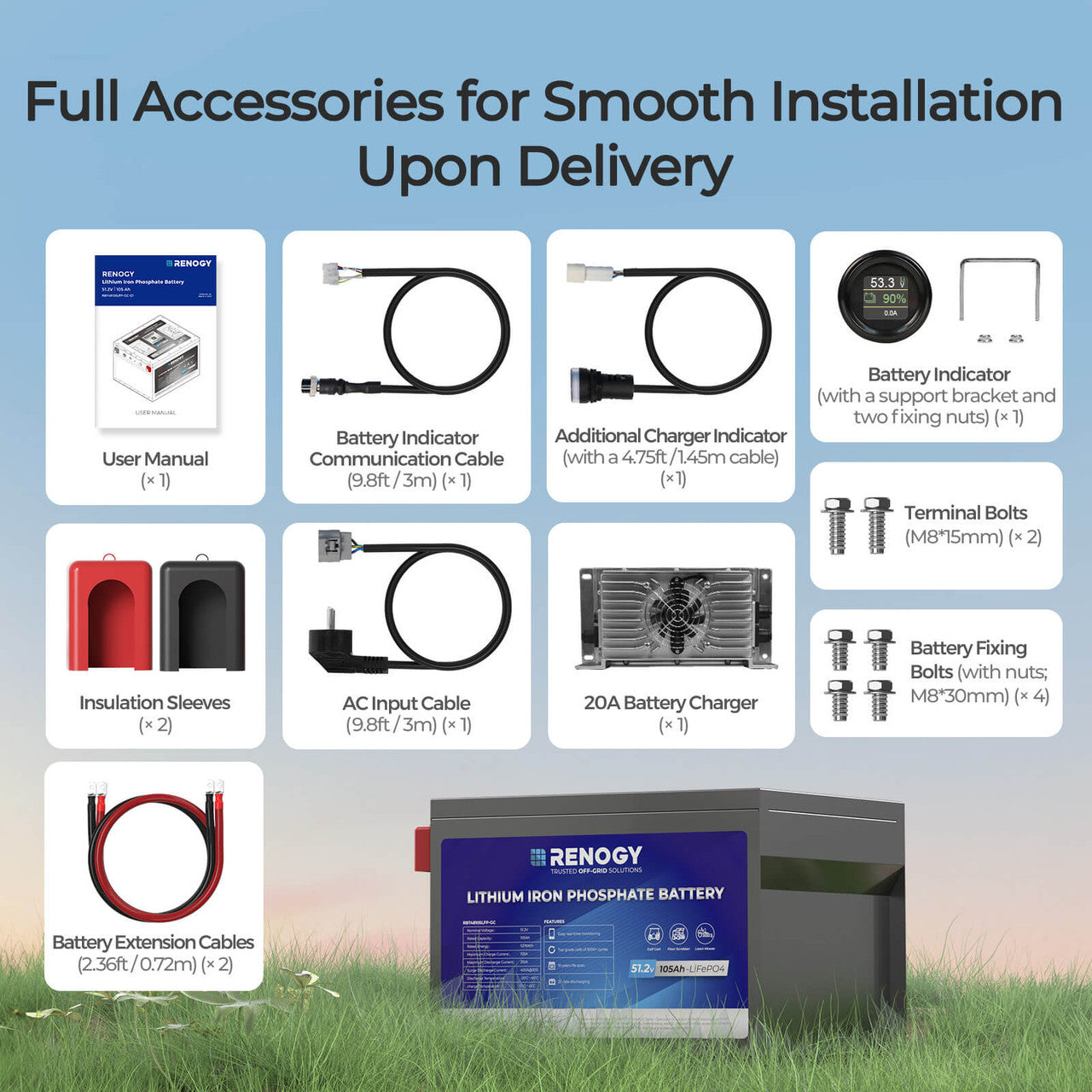 Renogy | Golf Cart 48V 105Ah Lithium Iron Phosphate Battery | RBT48105LFP-GC-US