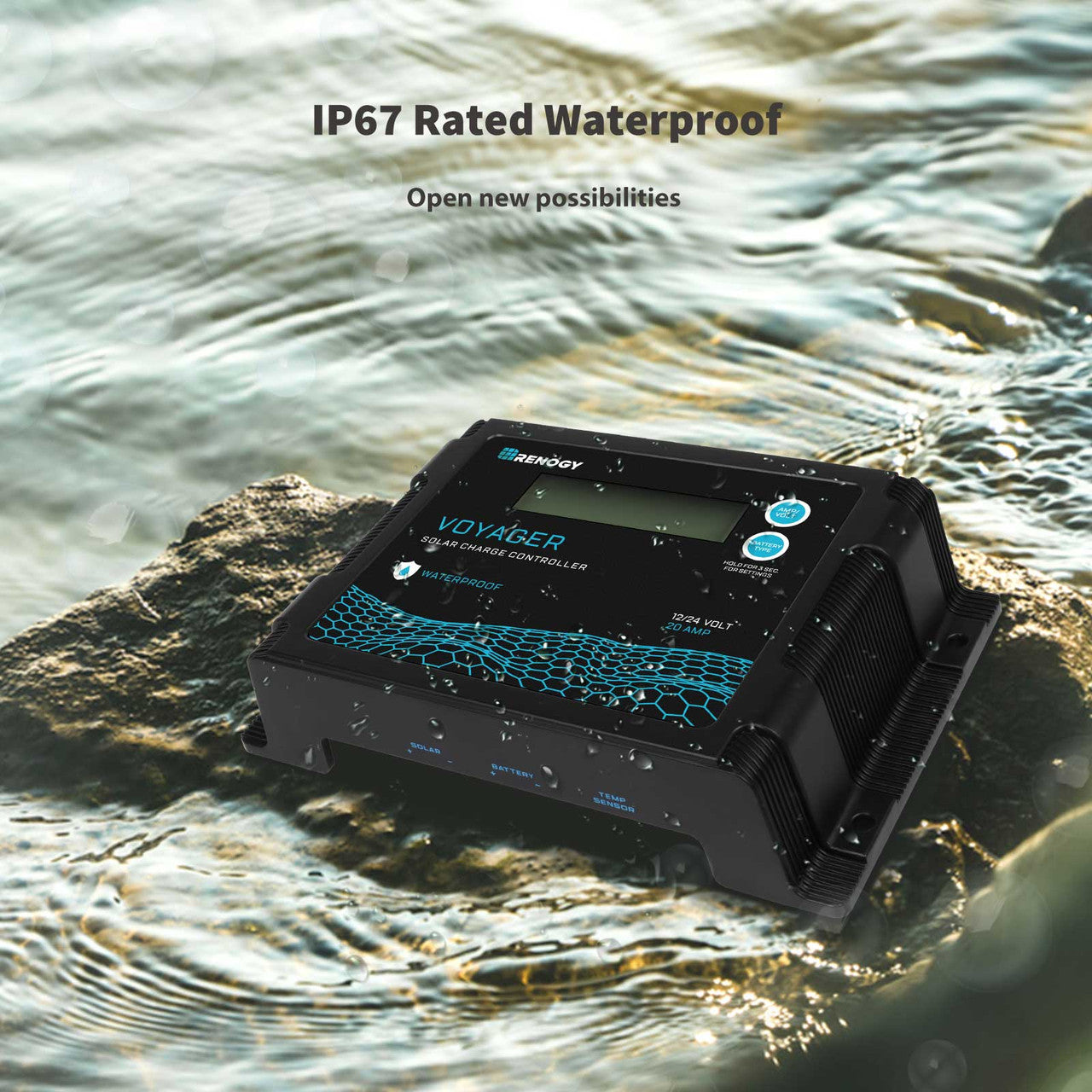 Renogy | New Edition Voyager 20A PWM Waterproof Solar Charge Controller | RCC20VOYP-US