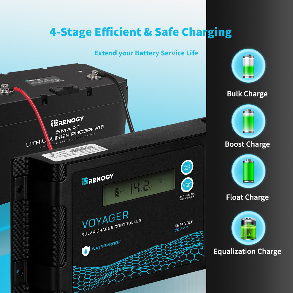 Renogy | New Edition Voyager 20A PWM Waterproof Solar Charge Controller | RCC20VOYP-US