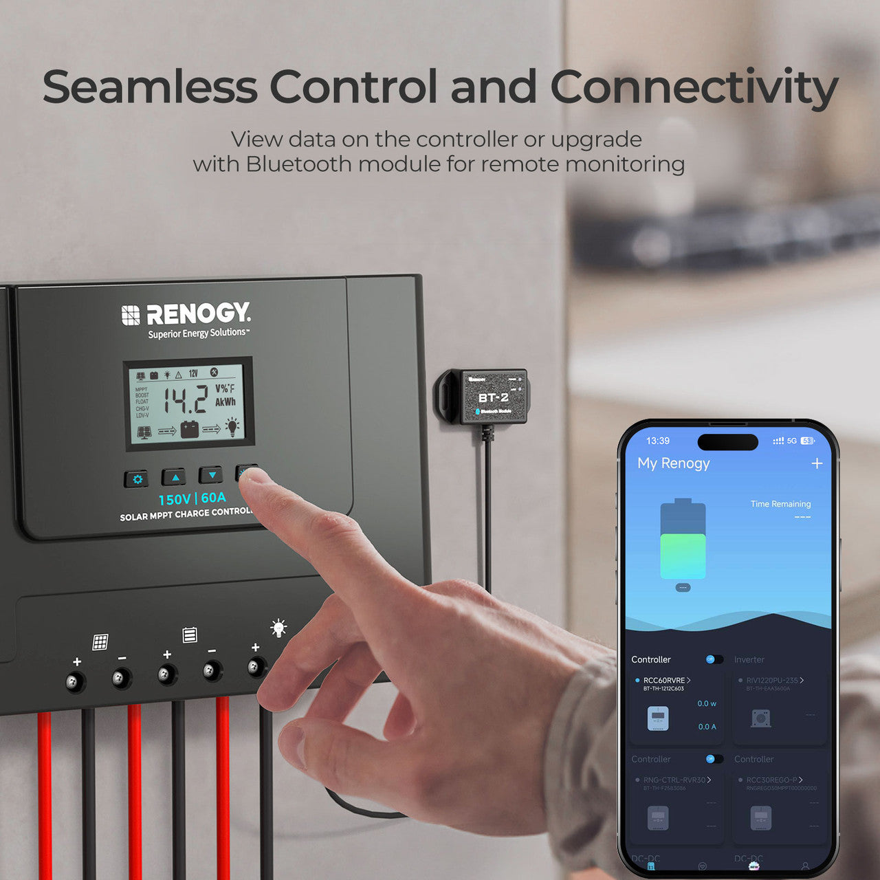 Renogy | Rover Lite 12V/ 24V/ 36V/ 48V 60A MPPT Solar Charge Controller | RCC60RVRE-BT-US