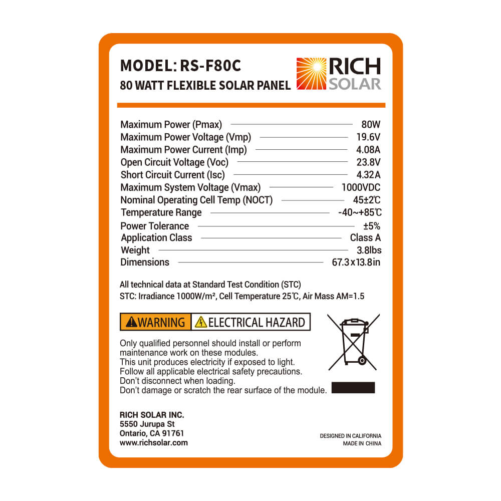 Rich Solar Flexible Solar Panel MEGA 80 FLEX