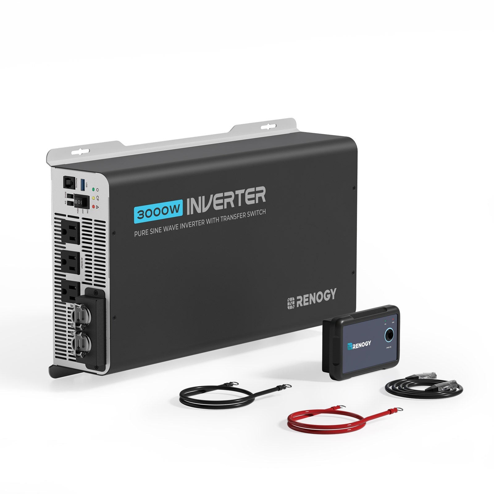 Renogy | PUH 12V 3000W/2000W/1000W Pure Sine Wave Inverter with UPS Transfer Switch and Built-in Bluetooth | RIV1230PU-126-US