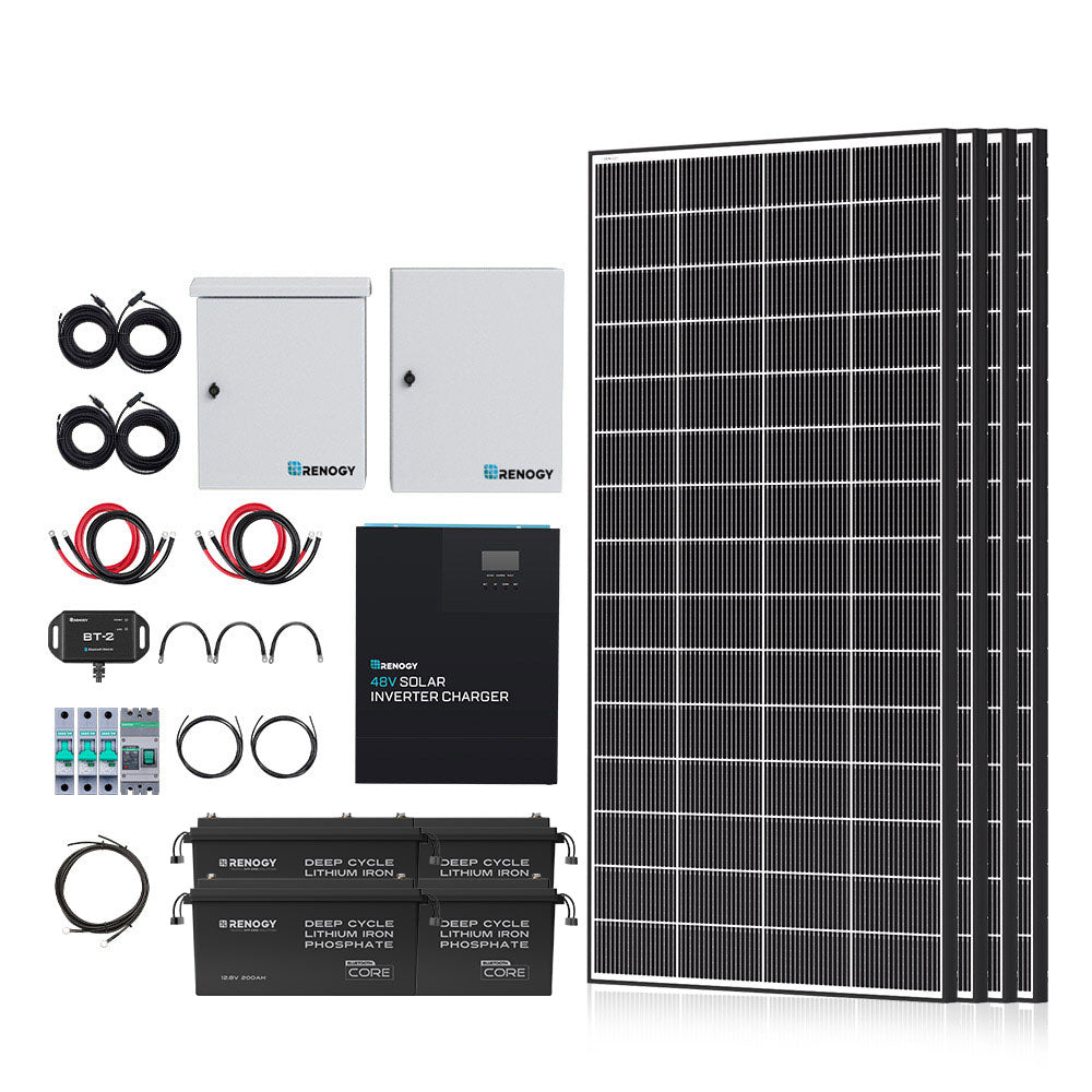 Renogy | Complete Cabin Solar Kit 1200W 2500W | Optional 1.2kWh Deep-Cycle AGM / LiFePO4 Batteries | RKIT1200D-US