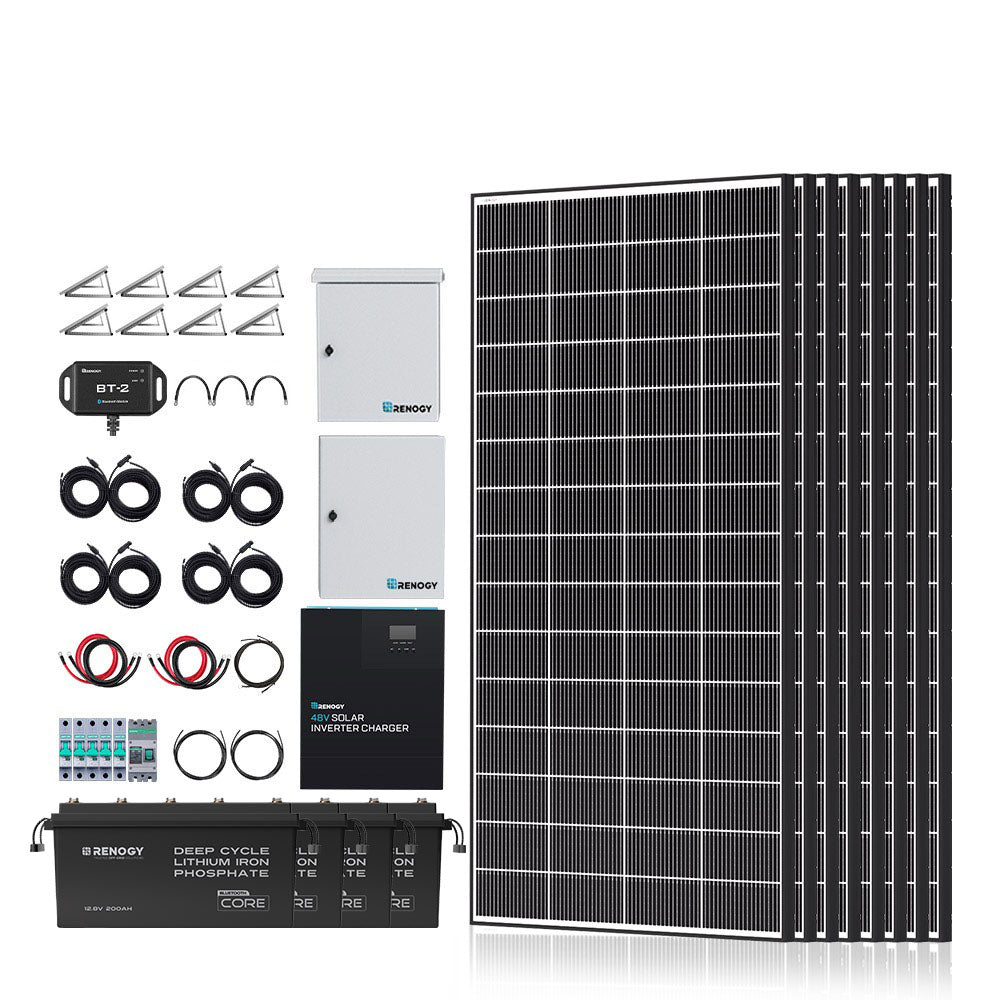 Renogy | Complete Cabin Solar Kit 1200W 2500W | Optional 1.2kWh Deep-Cycle AGM / LiFePO4 Batteries | RKIT1200D-US