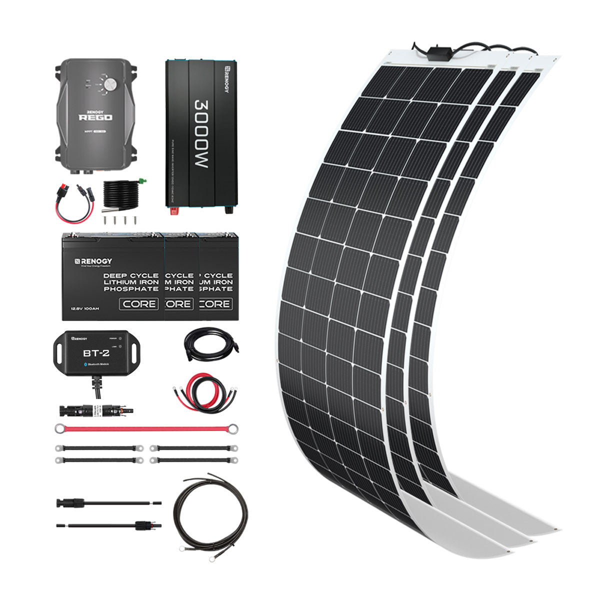 Renogy | Essential Off-Grid Solar Kit 600W 12V | Optional 1.2kWh LiFePO4 Battery | RKIT600PB-R60D3