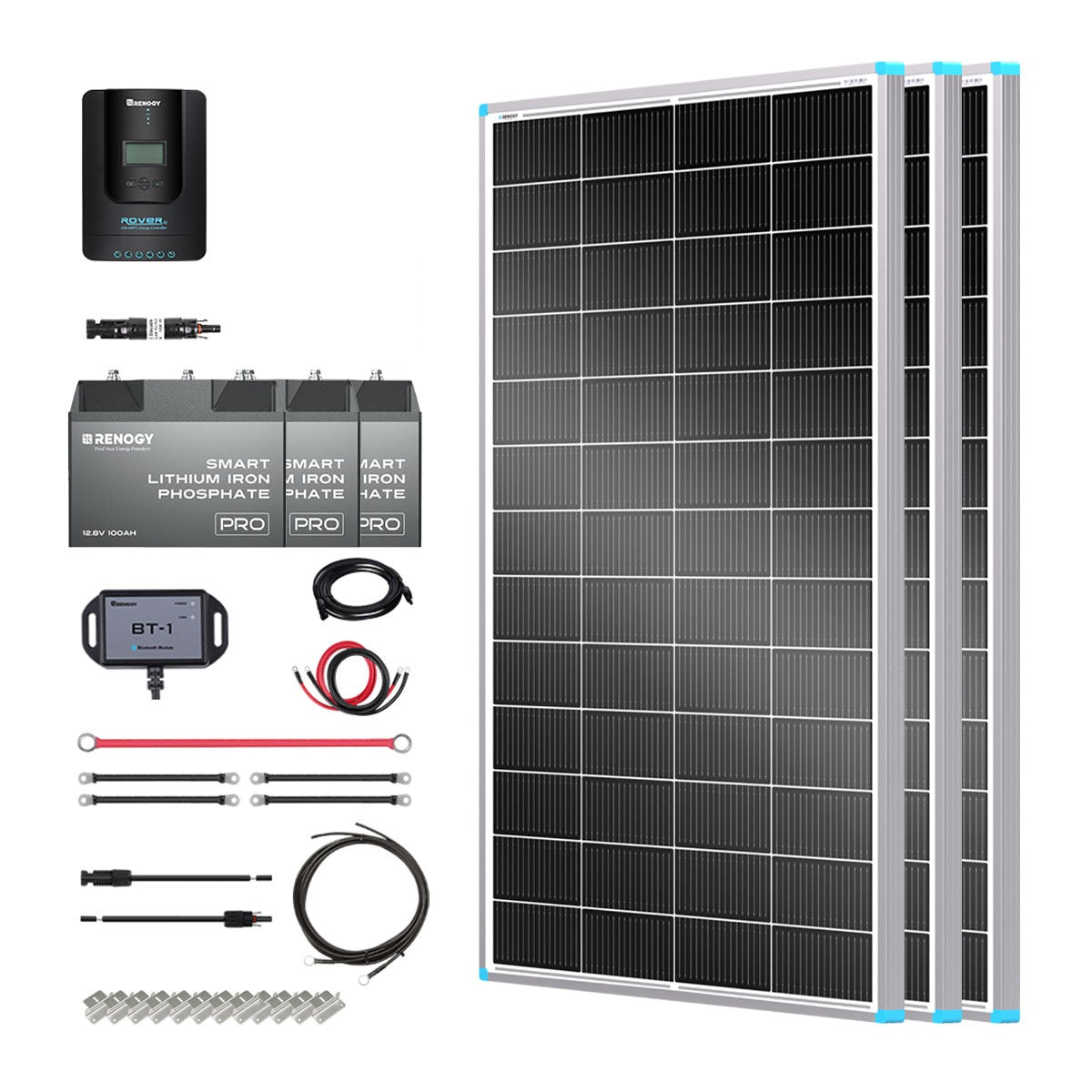 Renogy | Essential Off-Grid Solar Kit 600W 12V | Optional 1.2kWh LiFePO4 Battery | RKIT600PB-R60D3