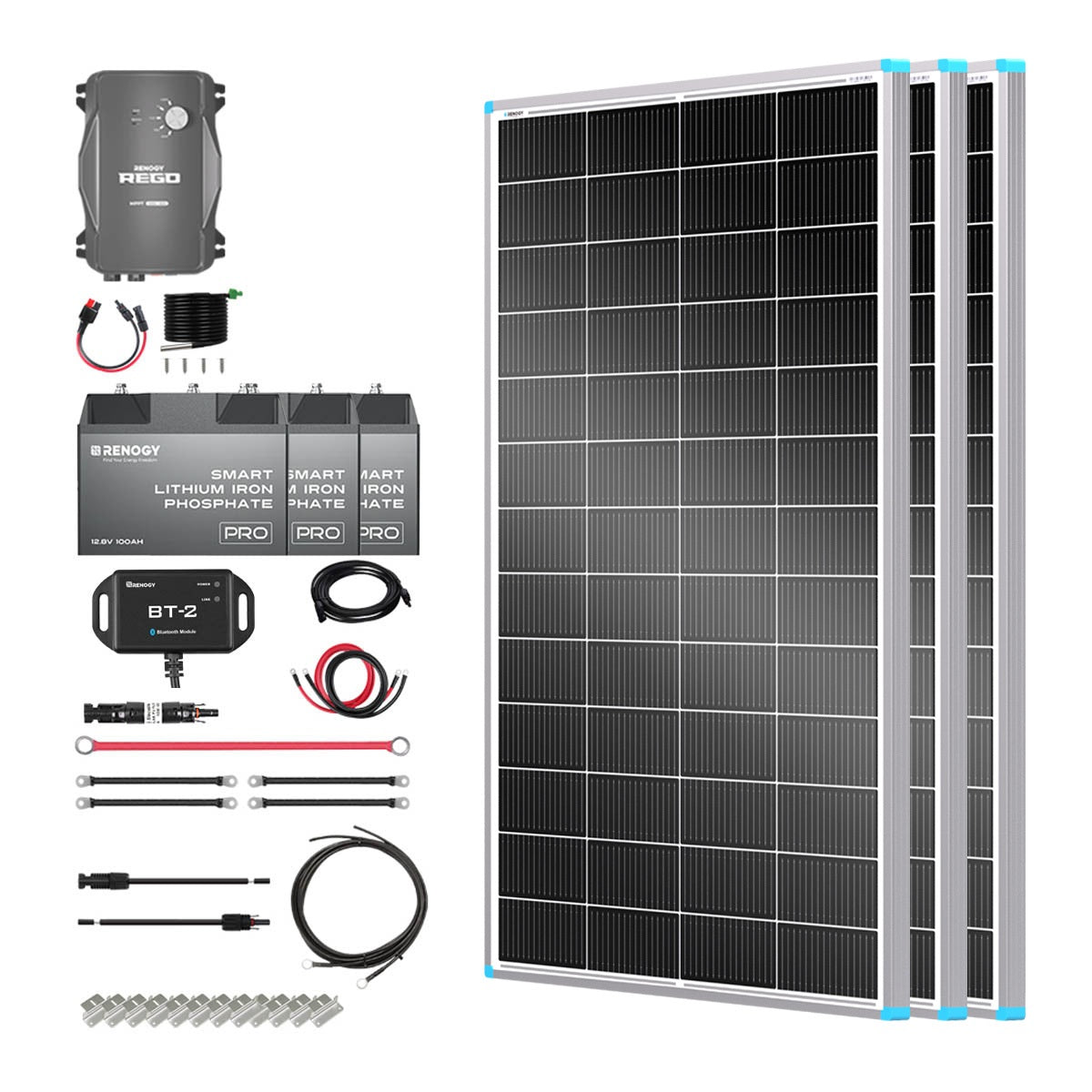 Renogy | Essential Off-Grid Solar Kit 600W 12V | Optional 1.2kWh LiFePO4 Battery | RKIT600PB-R60D3