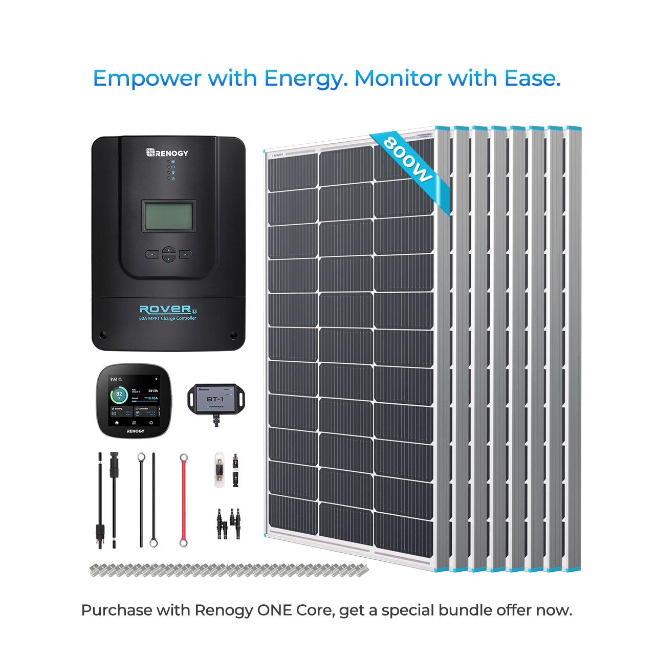 Renogy | Premium Off-Grid Solar Kit 800W 12V/24V | Optional Smart Monitoring | RKIT800DPM-RVR60-US