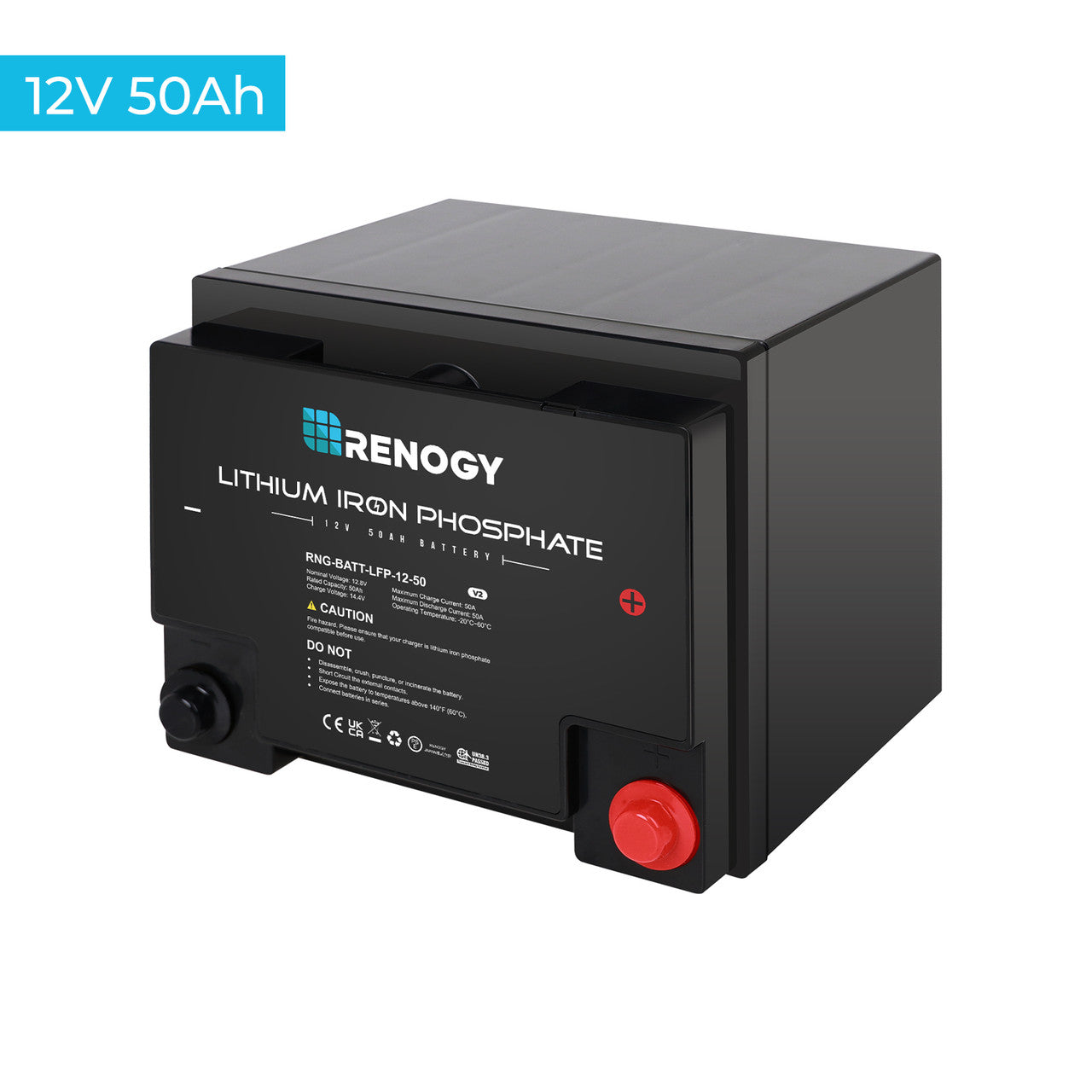 Renogy | Lithium Iron Phosphate Battery 12 Volt 50 Ah | RNG-BATT-LFP-12-50-US