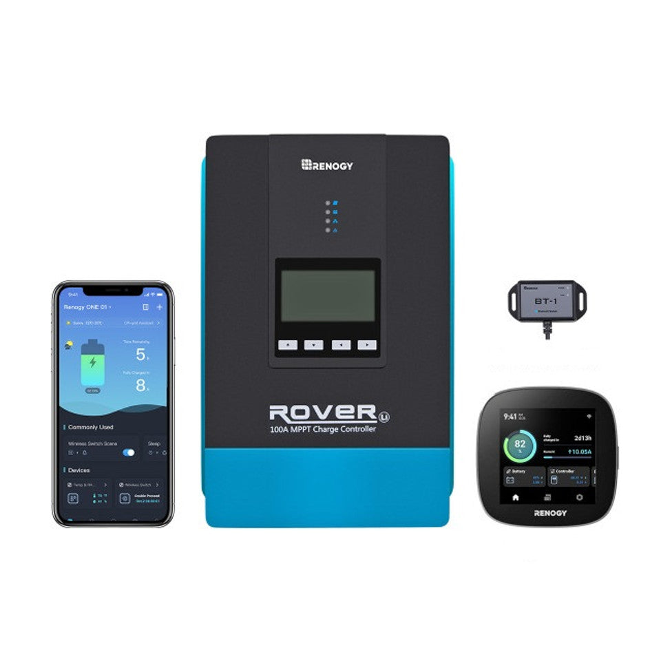 Renogy | Rover 100 Amp MPPT Solar Charge Controller & BT-1 & Renogy | ONE Core | RNG-CTRL-RVR100-BT-CORE-US