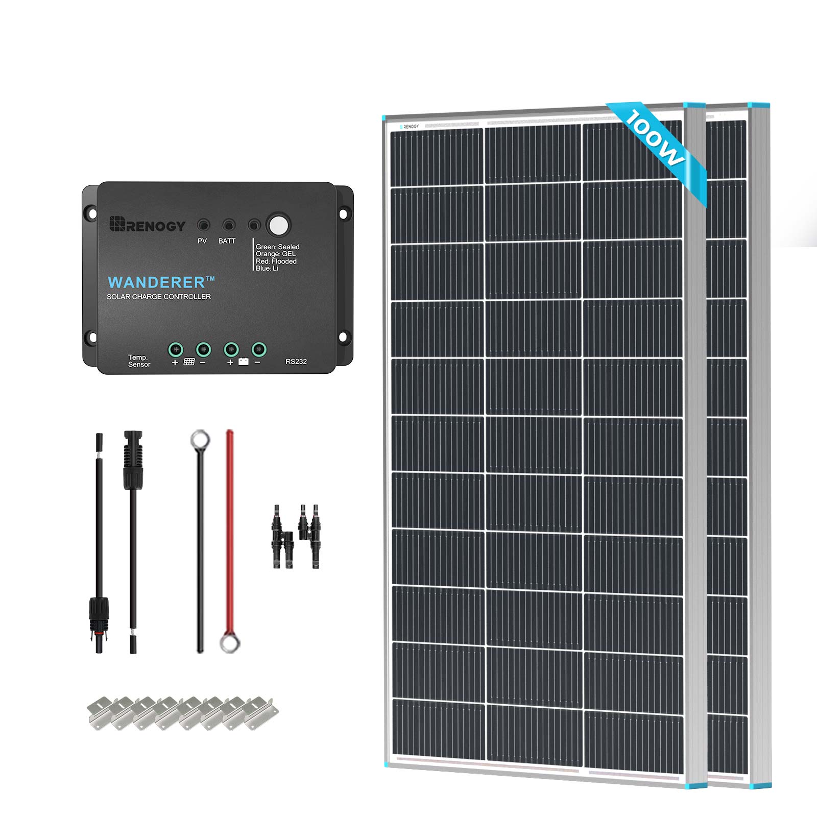 Renogy | Starter RV Kit N-Type 200W 12V Solar Kit | RNG-KIT-STARTER200D-WND30-US