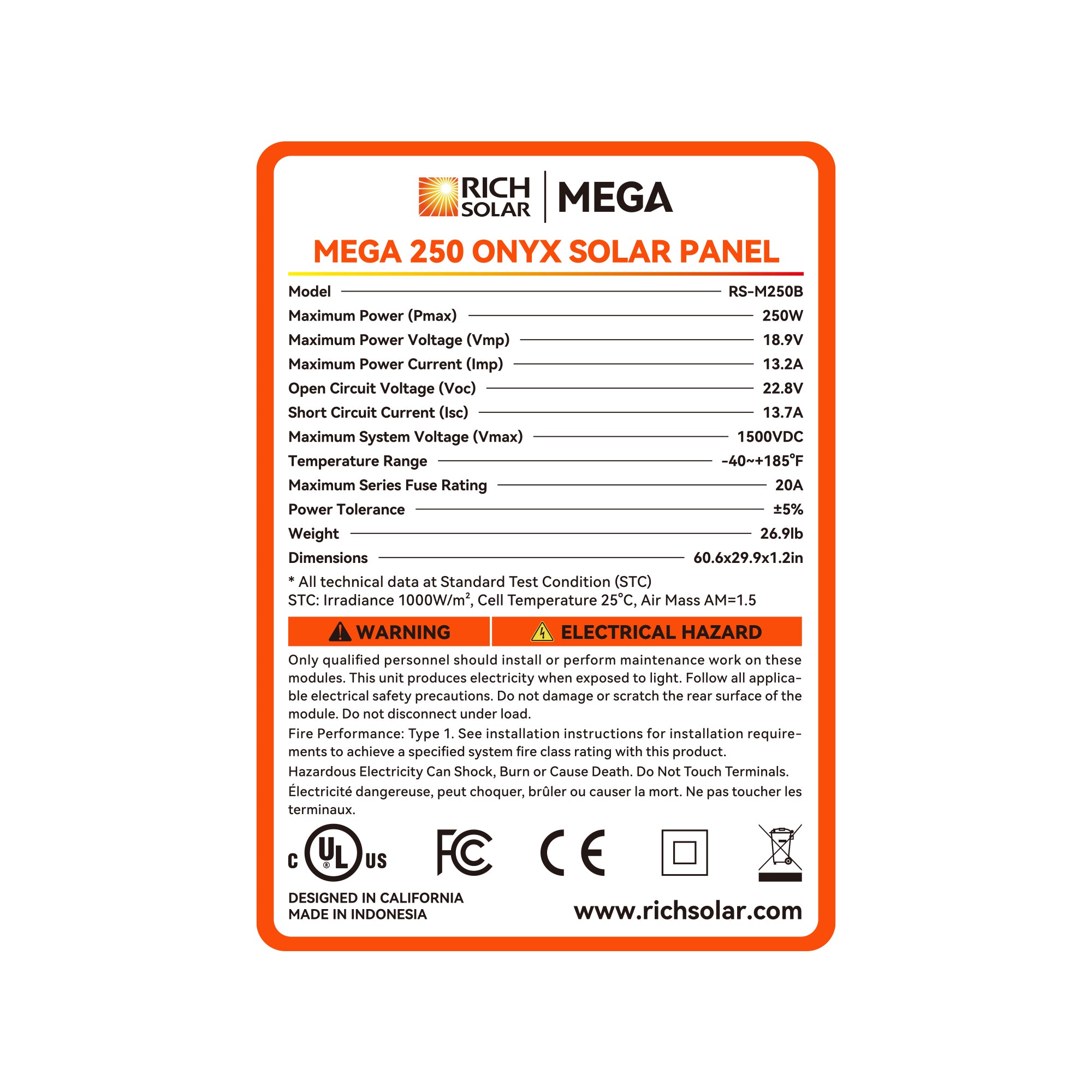 Rich Solar 250 Watt Solar Panel MEGA 250