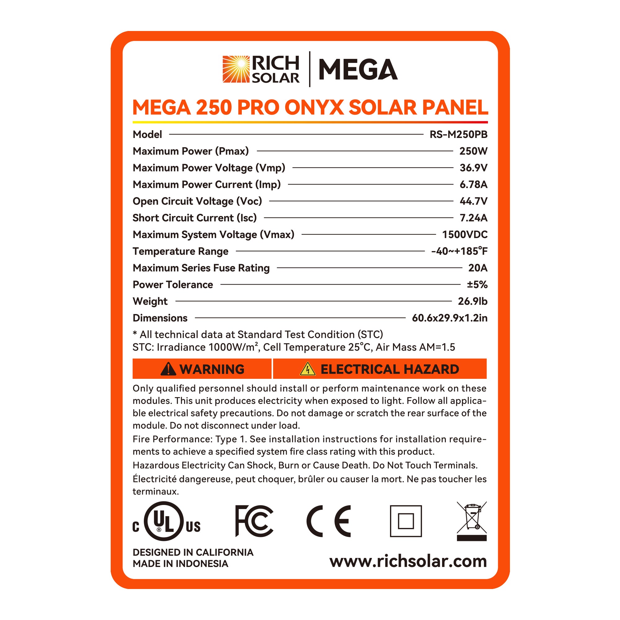 Rich Solar Solar Panel MEGA 250 PRO